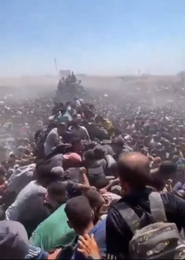 Harrowing moment desperate Gazans overrun food trucks as Israel challenges UN to ship in more aid after pausing fighting