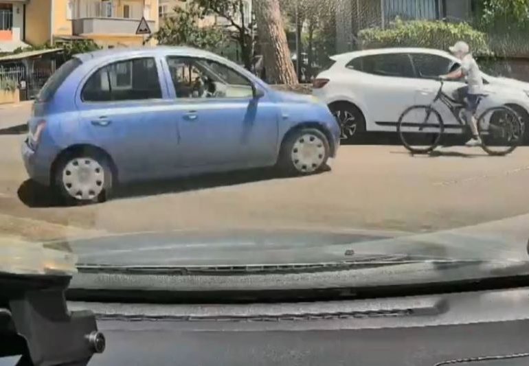 Horror dashcam vid shows boy on bicycle get crushed between two cars in freak road crash
