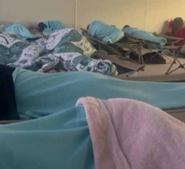 Smoking pair on UK TUI jet leave flyers stranded for 17 HOURS as passengers made to camp at airport in ‘warzone’ scenes