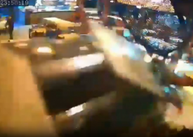 Horror moment drunk diner smashes his SUV through a wall into restaurant & ploughs into diners after huge brawl