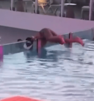 Horror moment passenger topples over edge of infinity pool on Royal Caribbean cruise ship while trying to reach glasses