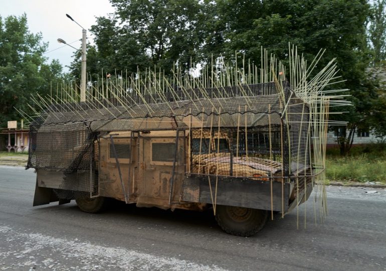 Crafty Ukrainian soldiers develop Mad Max-style truck with huge spikes to defend against deadly Russian drones