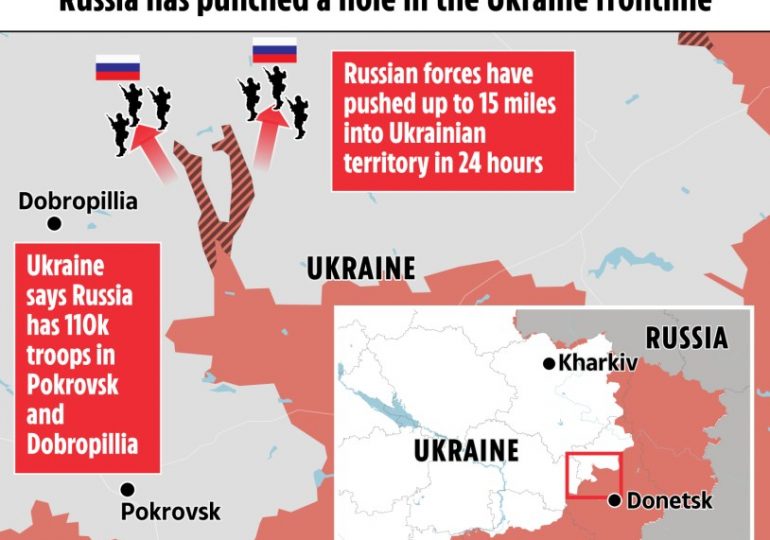 Putin’s last minute meat-grinder landgrab to seize Donbas mapped – as US bombers jet into Europe ahead of Trump talks