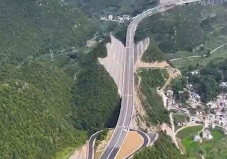 Watch incredible moment mountain is cut IN HALF in China to build highway – and world’s highest bridge