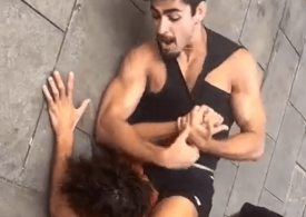 Shock moment ‘jewellery thief’ is taken down & put in a ‘lion killer’ chokehold by black belt tourists in hols hotspot