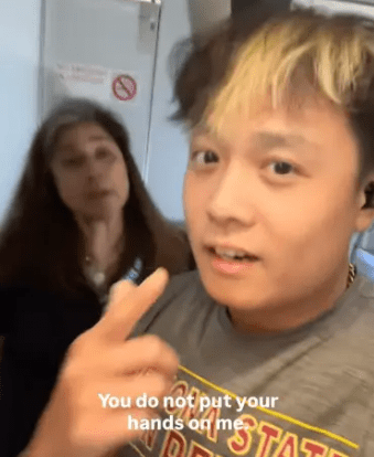 Passenger films furious flight attendant in plane toilet row – but viewers rage he should be on ‘no fly list’