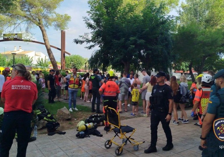 Holiday chaos after fire erupts at Majorca hotel leaving tourists trapped in lift as 20 treated for smoke inhalation