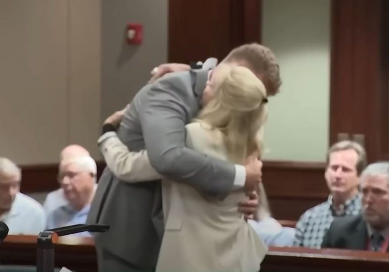 Incredible moment widow HUGS husband’s hit & run killer & forgives him as he bursts into tears in court