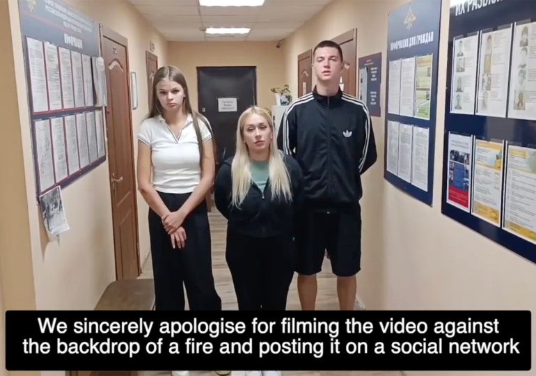 Russian TikTokers forced to issue grovelling apology by Putin after filming video at oil depot blown up by Ukraine