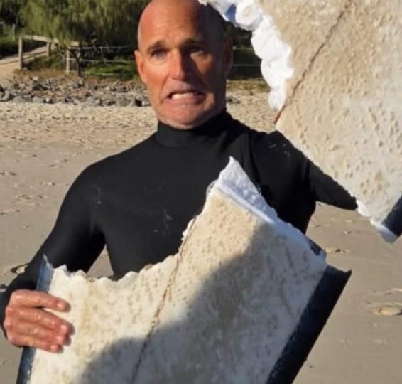 Terrifying shark attack is caught on camera as beast chomps giant bite out of surfer’s board in horror near-miss