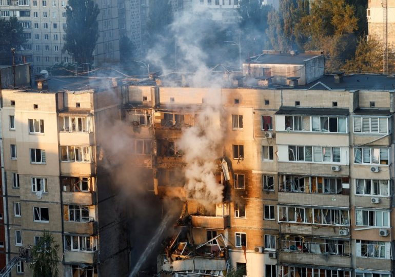 Baby among three dead & dozens injured in horror Kyiv blitz as Vlad bombards city with wave of drone and missile strikes