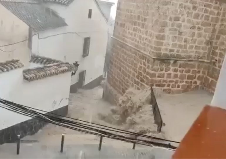 Shock video shows flood leaving trail of destruction as Brit holiday hotspot Granada is lashed by sudden storm