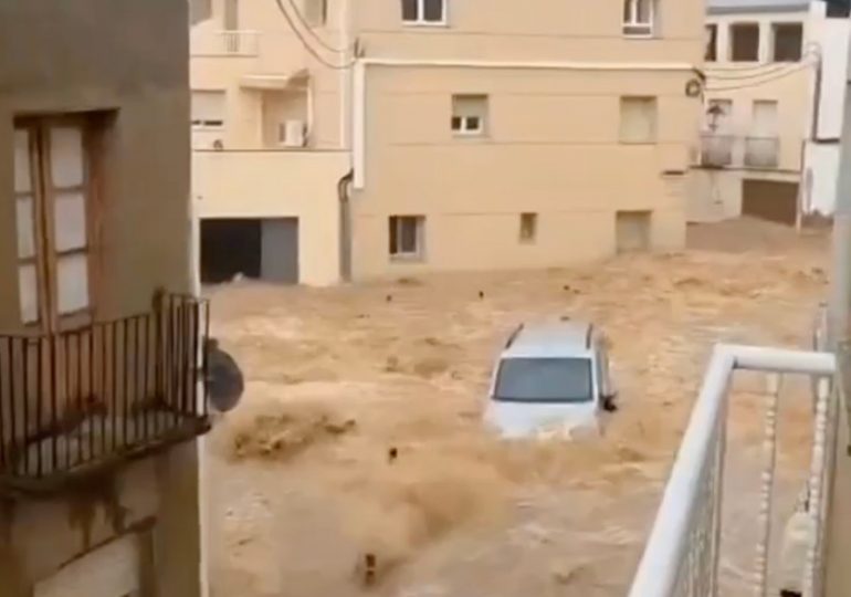 Watch roads on Spanish holiday coast turn to roaring rivers as THOUSANDS evacuated to shelters amid Storm Alice hell