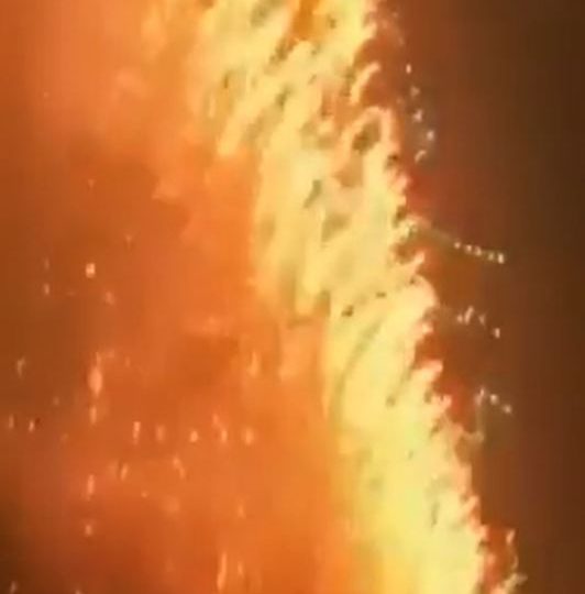 Shock moment fireworks display ends in carnage as exploding sparks shower screaming crowd while they run for cover