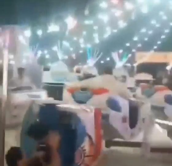 Heart-stopping moment fairgoer is crushed after amusement park ride ‘break dance’ COLLAPSES in front of horrified crowds