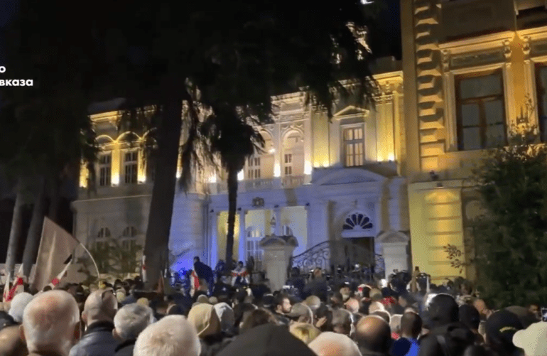 Shocking moment Georgia protesters try to storm presidential palace as they clash with riot cops in anti-goverment march