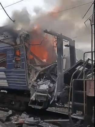 At least 30 injured in ‘savage’ Russian drone attack on Ukrainian passenger train leaving carriage burning & ripped open