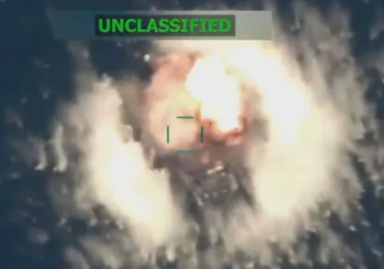 Watch dramatic moment Trump strikes yet another drug smuggling vessel killing four as US narco war steps up