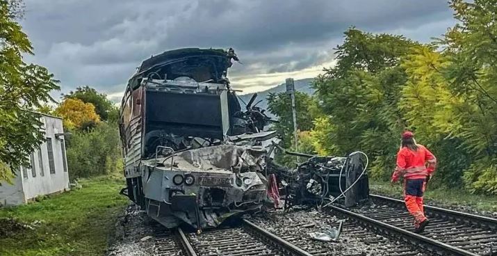 Two high-speed commuter trains crash HEAD ON leaving dozens injured and two critical in Slovakia