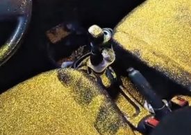 Watch as scorned woman fills cheating ex’s home and car with GLITTER – after he goaded her into taking revenge