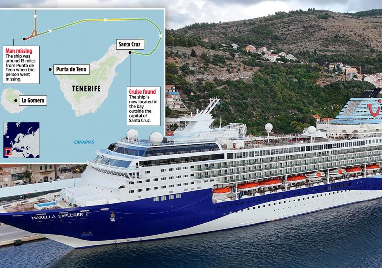 Race against time to find missing Brit, 76, who fell overboard off TUI cruise ship near Tenerife as choppers join search
