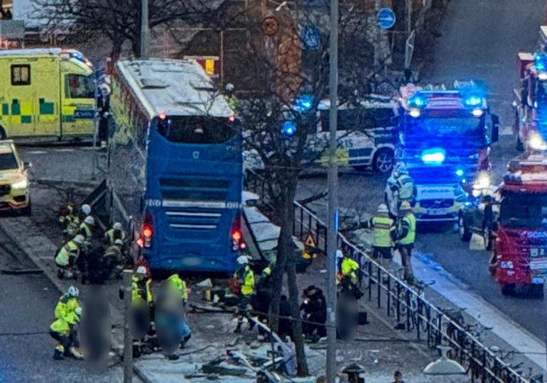 Multiple dead as double-decker bus ploughs through shelter in Stockholm as driver arrested