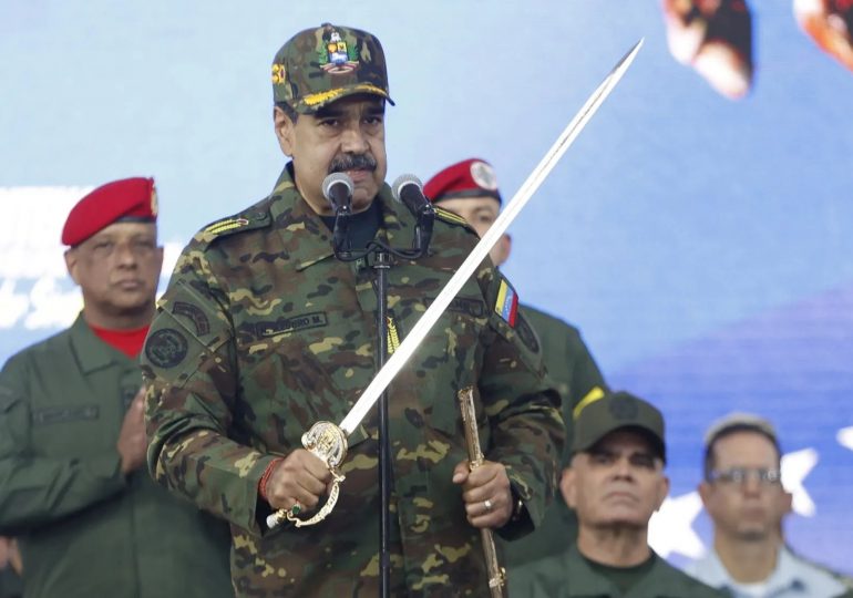 Bizarre moment madcap Venezuelan tyrant Maduro brandishes SWORD after Trump brands his regime drug cartel terrorists