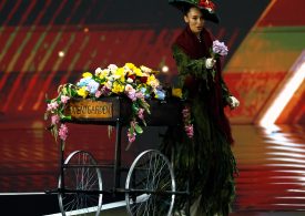 Wacky Miss Universe contest sees hopefuls dress as wolves, eagle and tea pot – but it’s Miss GB howler that steals show