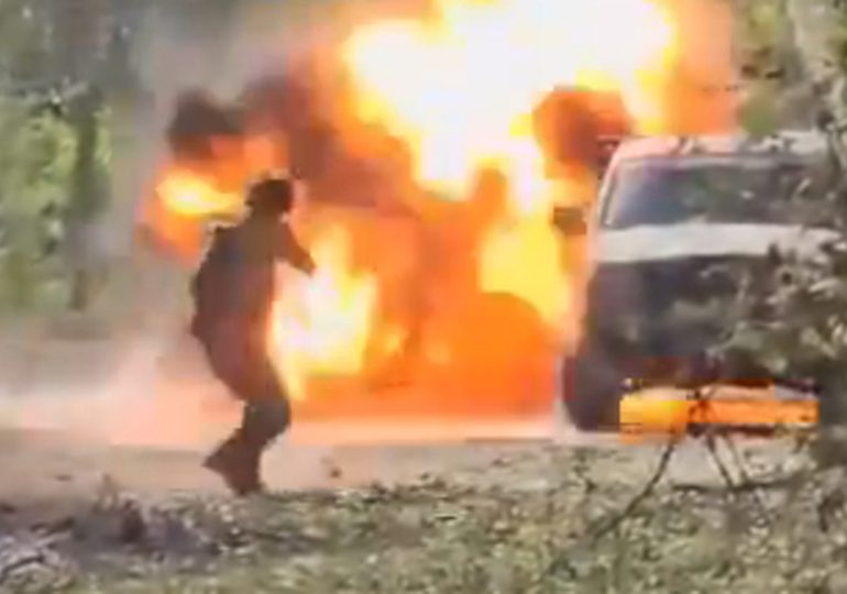 Heartstopping moment Ukrainian soldier runs for his life from Russian kamikaze drone – before taking one final shot