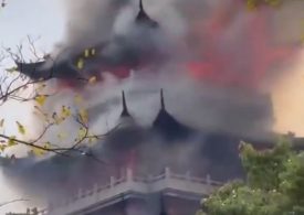 Tragic moment huge blaze engulfs temple after ‘irresponsible’ tourist is blamed for wrongly using a candle