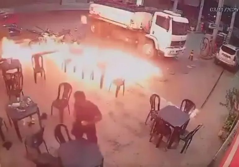 Watch dramatic moment idiot lights a CIGARETTE on petrol station forecourt – sparking terrifying inferno