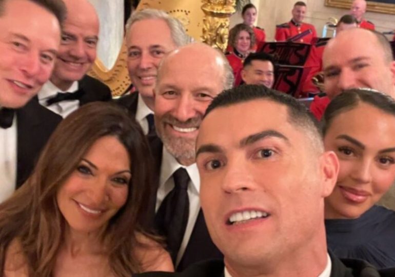 Trump hails Ronaldo and reveals son Barron, 19, is superfan as legend joins White House dinner & snaps selfie with Elon