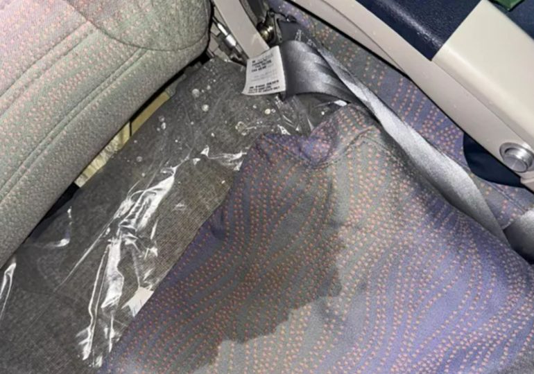 Moment Emirates passengers soaked in packed plane mid-flight as water gushes onto seats after jumbo sprang leak