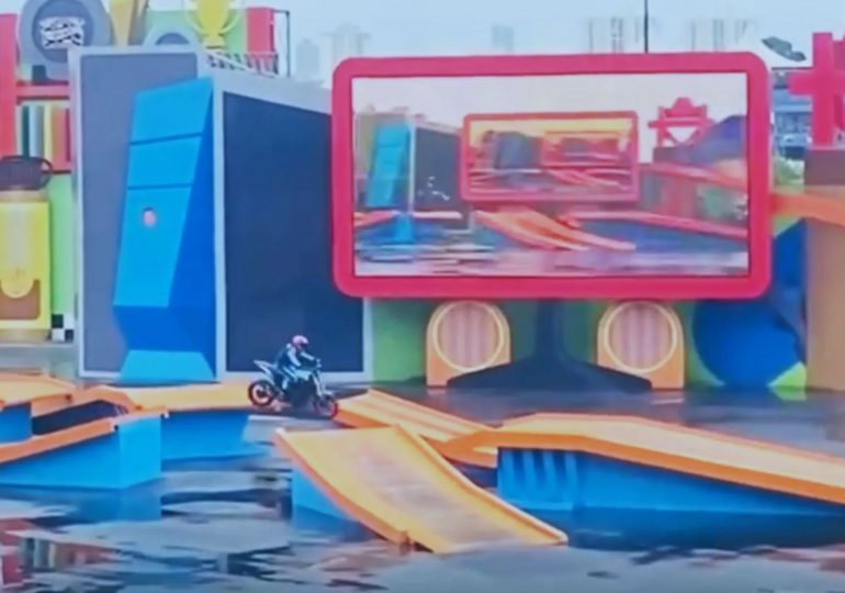 Tragic moment biker stuntman is fatally injured after flying into ramp in front of screaming fans as trick goes wrong