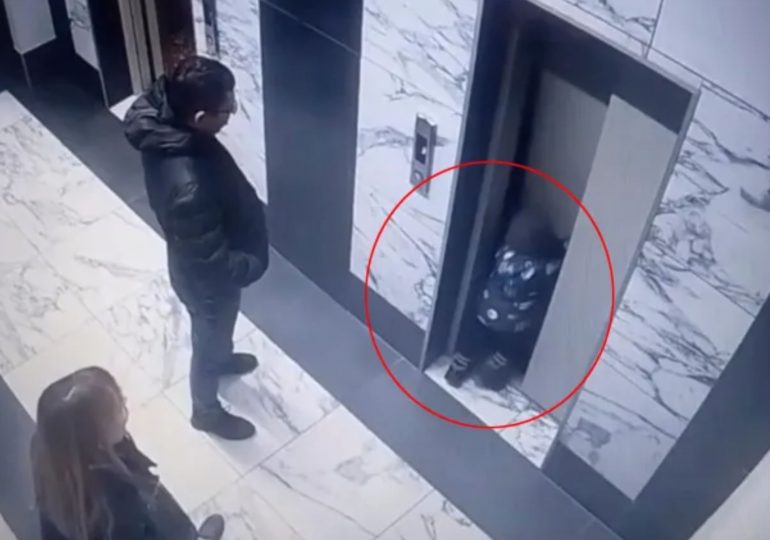 Horrifying moment boy, 2, plunges down lift shaft after leaning on elevator door in front of his panic-stricken parents
