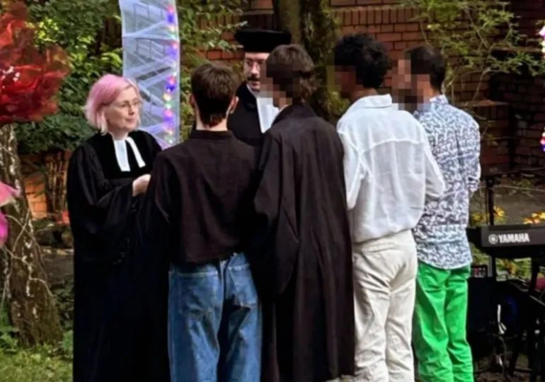 Woke pastor blesses ‘marriage’ of FOUR men to each other sparking backlash as church rushes to defend ‘poly’ ceremony