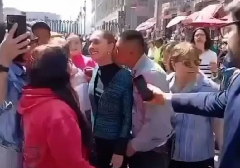 Shock moment Mexican president ‘is GROPED’ by man who also tries to kiss her – before bungling security finally steps in