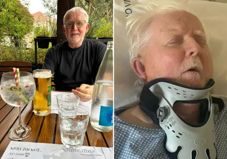 Brit grandad stranded in holiday hotspot with fractured skull & broken back after horror fall onto rock