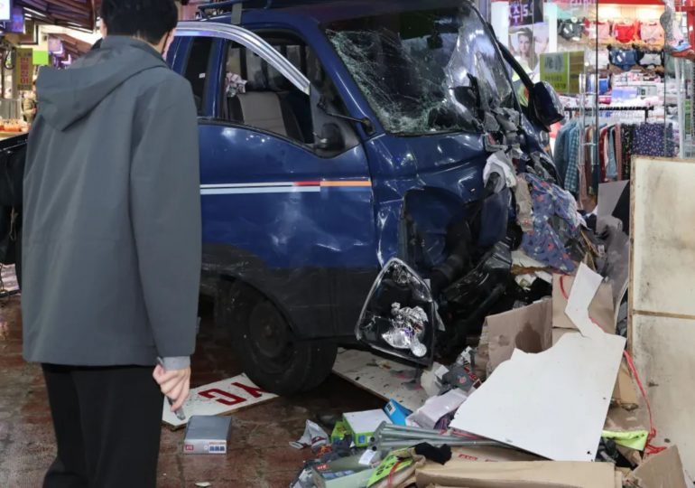 At least two dead and 18 injured as truck ploughs 500ft through crowd at outdoor market in South Korea