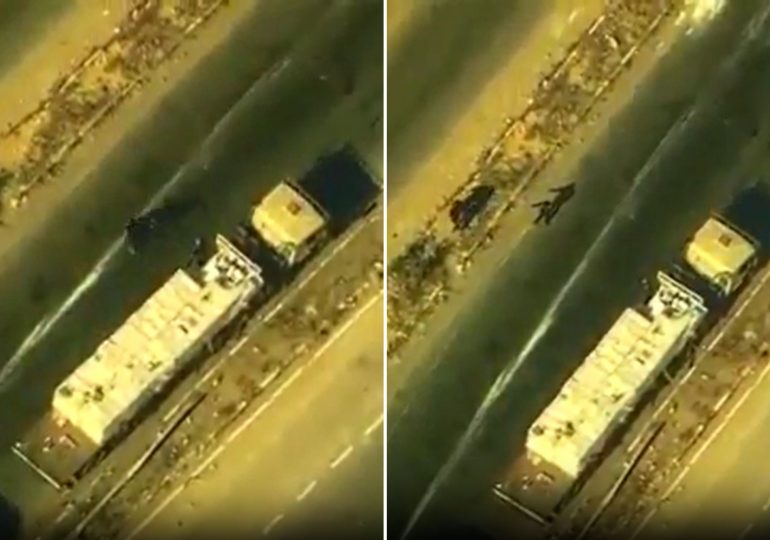 Shock military drone vid shows Hamas brutes loot US aid truck as terror group demands safe passage through Gaza tunnels