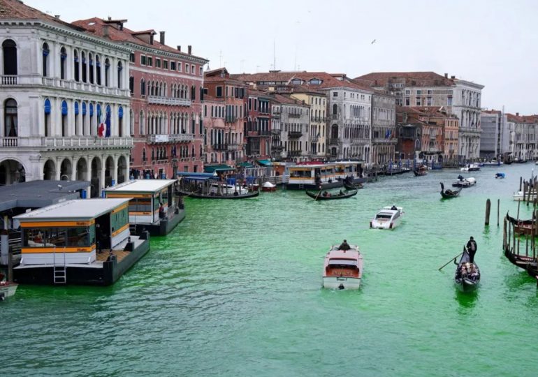 Fury as eco warrior Greta Thunberg dyes Venice’s iconic canal green in another idiotic stunt as she’s BANNED from city
