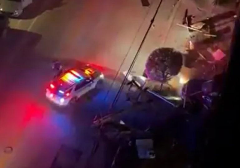 Dramatic moment stolen Ferrari smashes into powerline sparking blinding electrical blast after high-speed police chase