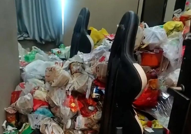Grim vid shows hotel guest from hell leave room in stomach-churning state with mountain of toilet paper & takeaway boxes