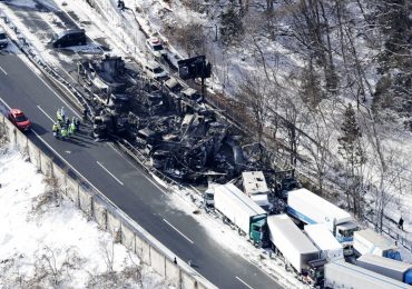 Horror as massive 50-vehicle pile-up kills at least two & sparks huge fire as shocking pics show devastating aftermath