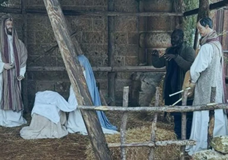 Bizarre moment migrant fugitive is found pretending to be a statue in nativity scene by mayor who happened to be passing