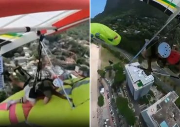 Moment hang glider crashes into paraglider in horror mid-air smash before pilot plunges to his death