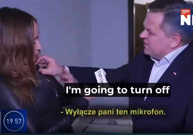 Shock moment raging politician repeatedly tries to GRAB female reporter live on TV as she says ‘please don’t touch me’