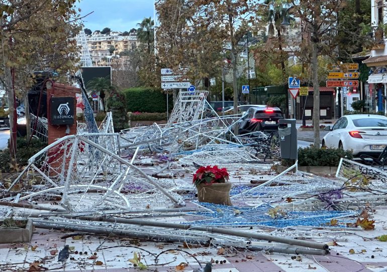 Dramatic moment TORNADO destroys Christmas lights in holiday hotspot Spain amid red alert weather warnings and even snow