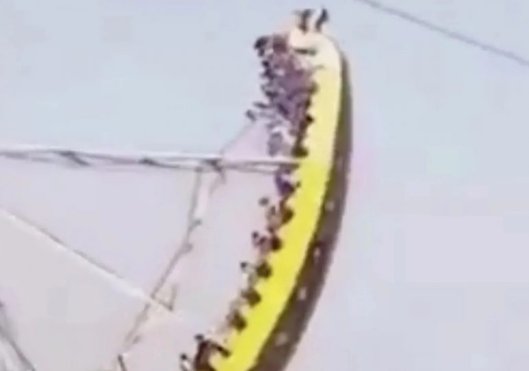 Terrifying moment ‘overcrowded’ swing ride collapses at fairground throwing screaming children to ground & injuring 14