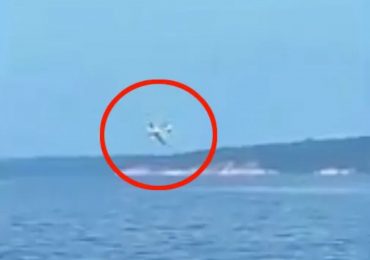 Horror moment plane NOSEDIVES into river and smashes into pieces leaving pilot and passenger injured